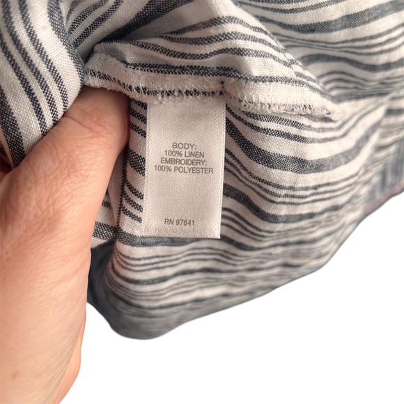 J. Jill Love Linen Blue and White Striped Tunic with Embroidered Details XL - Picture 3 of 12